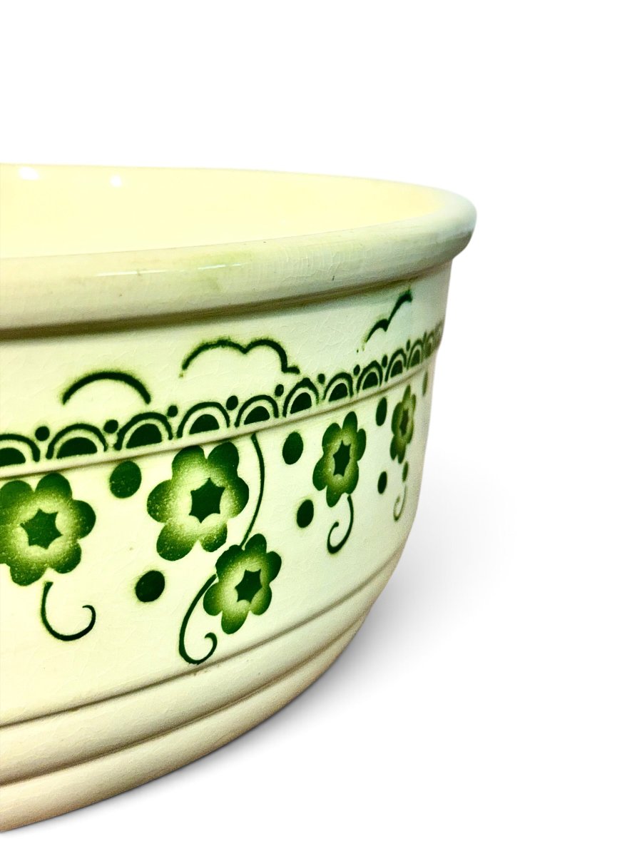 Circa 1930 French Art Deco Period Glazed Ceramic Wash Basin-photo-7