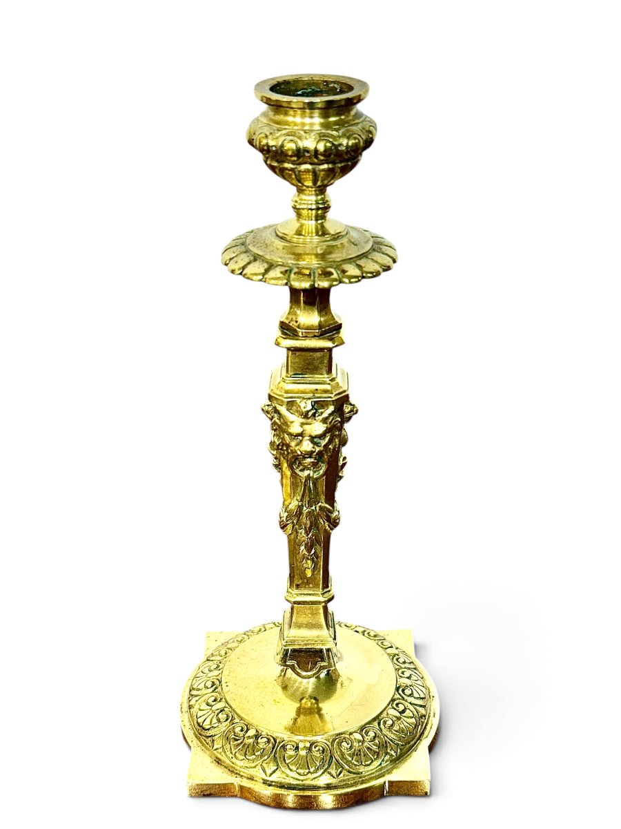 Paire de bougeoirs français en bronze doré du XIXe siècle-photo-1