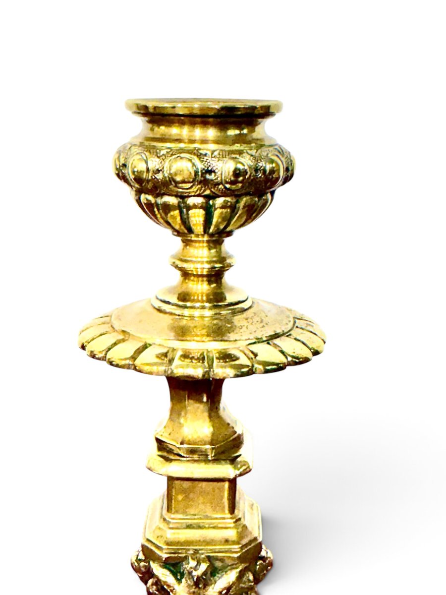 Paire de bougeoirs français en bronze doré du XIXe siècle-photo-2