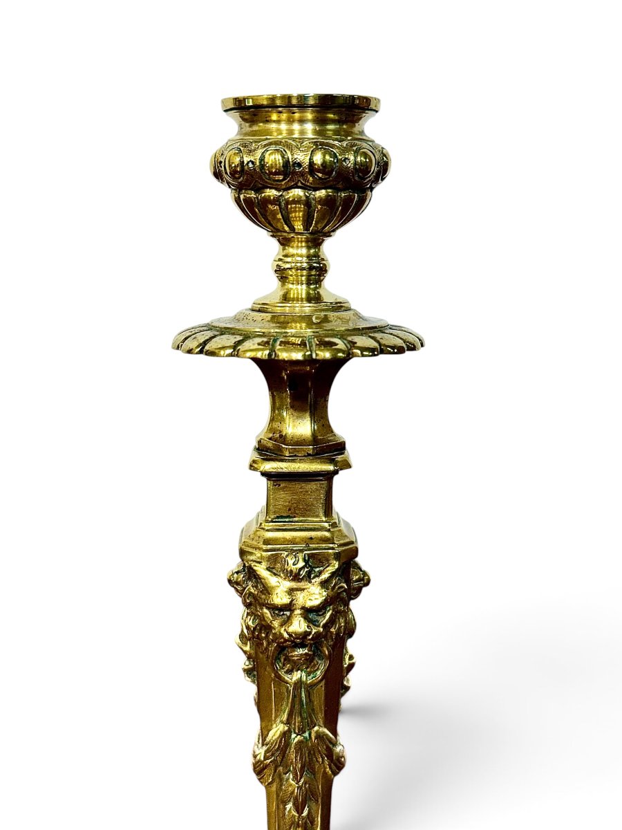 Paire de bougeoirs français en bronze doré du XIXe siècle-photo-6