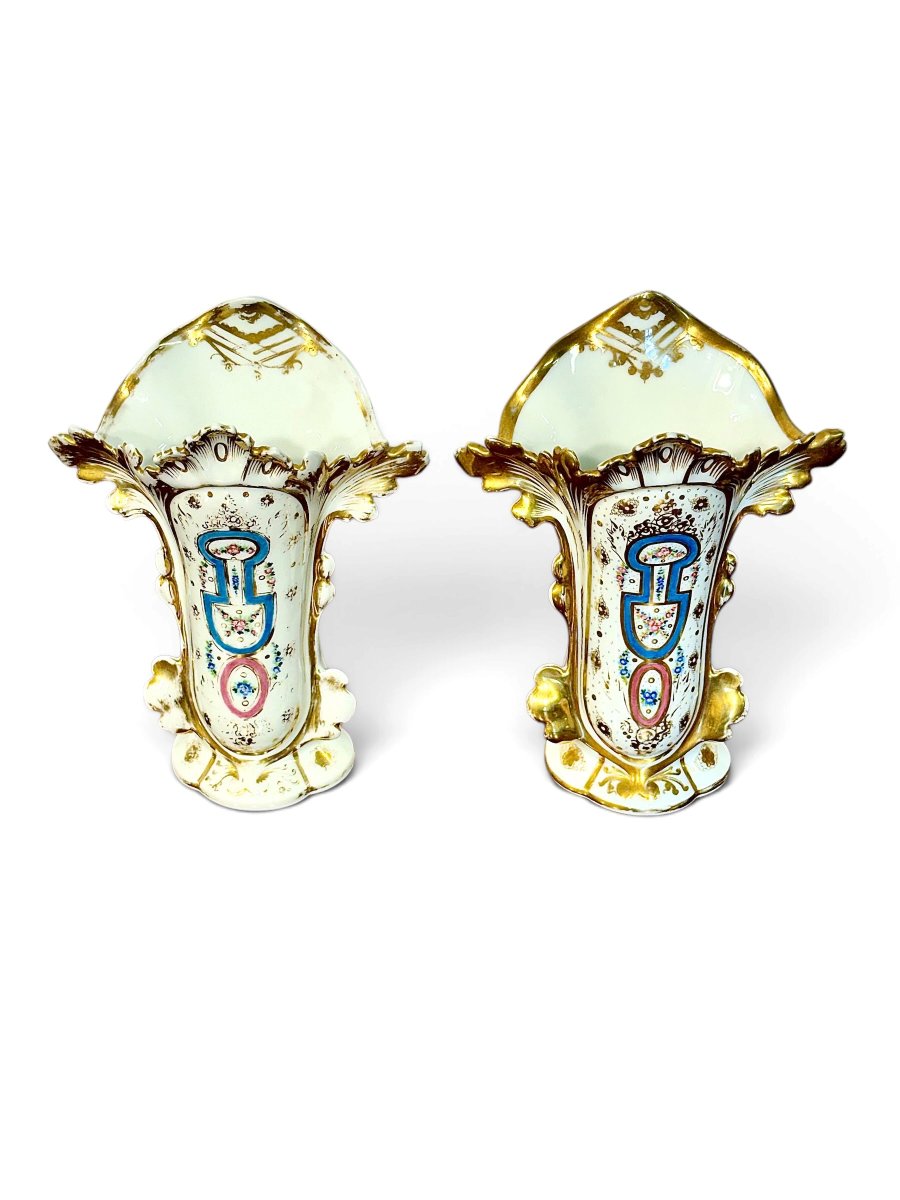 Paire de vases français Napoléon III en porcelaine dorée, XIXe siècle-photo-4