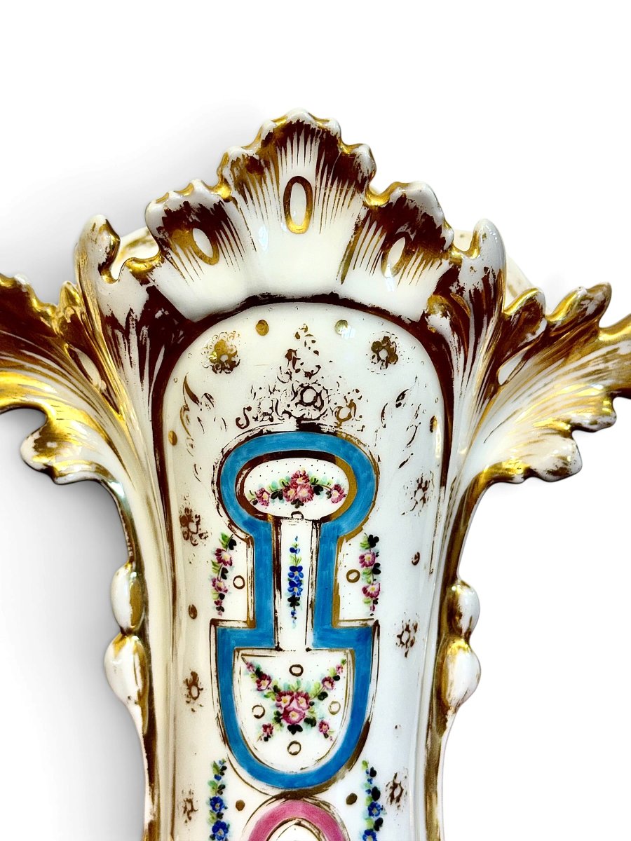 Paire de vases français Napoléon III en porcelaine dorée, XIXe siècle-photo-3
