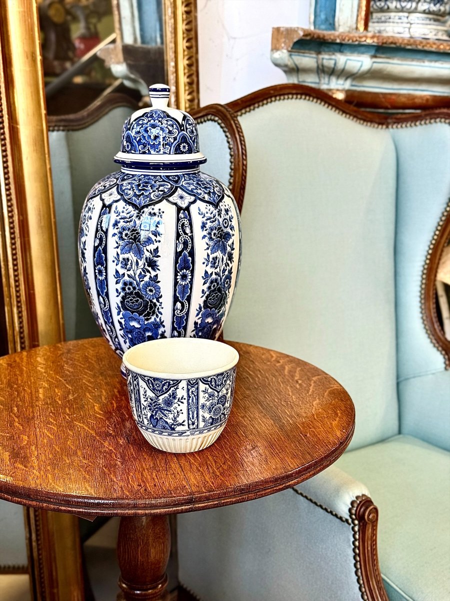 19th Century Petrus Regout Maastricht “delfts” Blue & White Cachepot-photo-8
