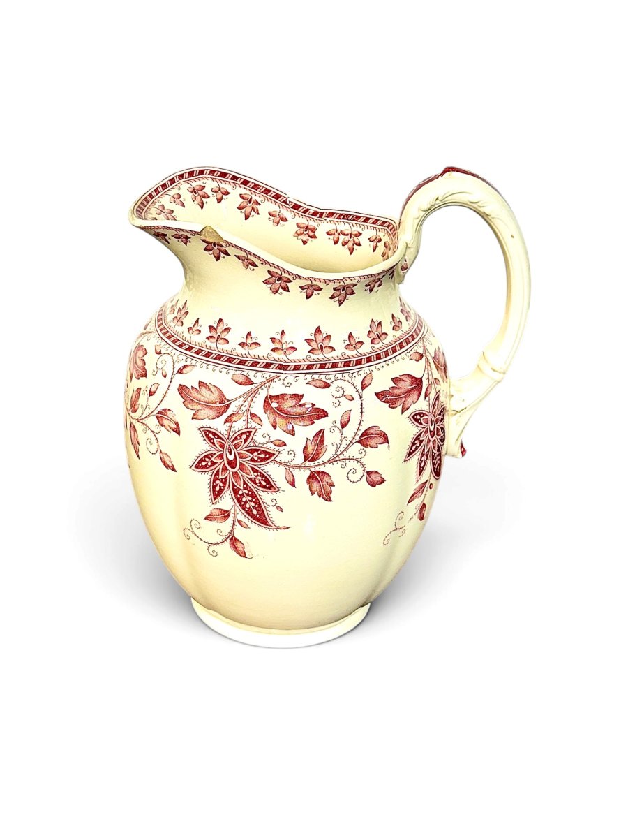 French Sarreguemines Burgos Wash Basin And Pitcher Set, Circa 1900-photo-4