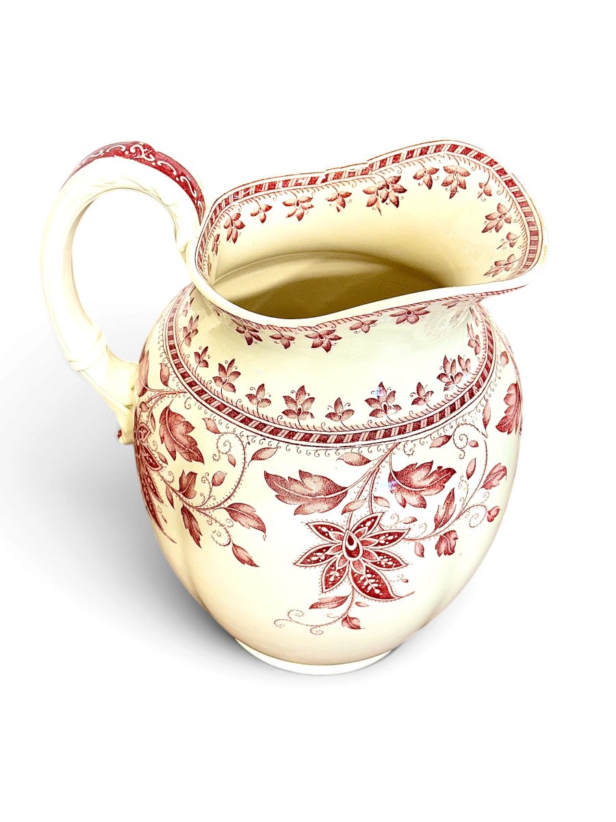 French Sarreguemines Burgos Wash Basin And Pitcher Set, Circa 1900-photo-4