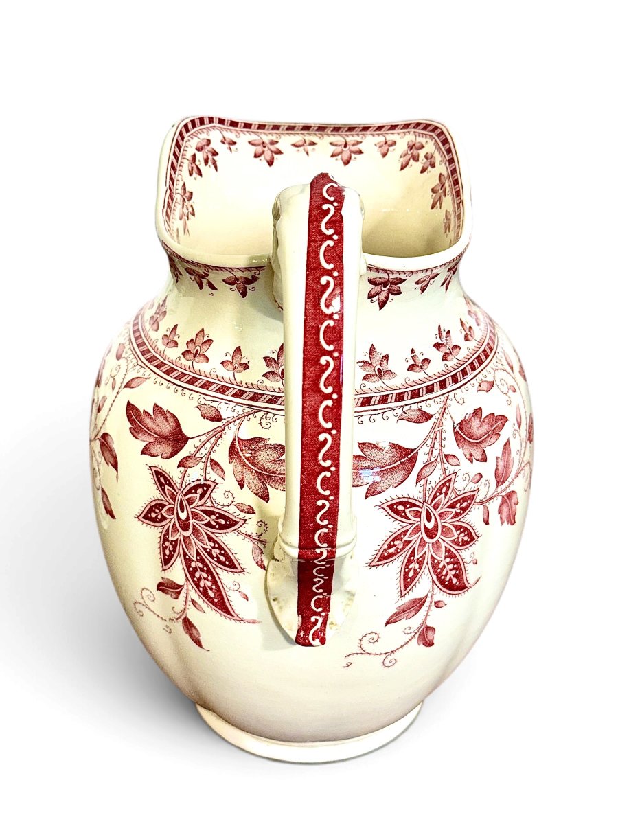 French Sarreguemines Burgos Wash Basin And Pitcher Set, Circa 1900-photo-6