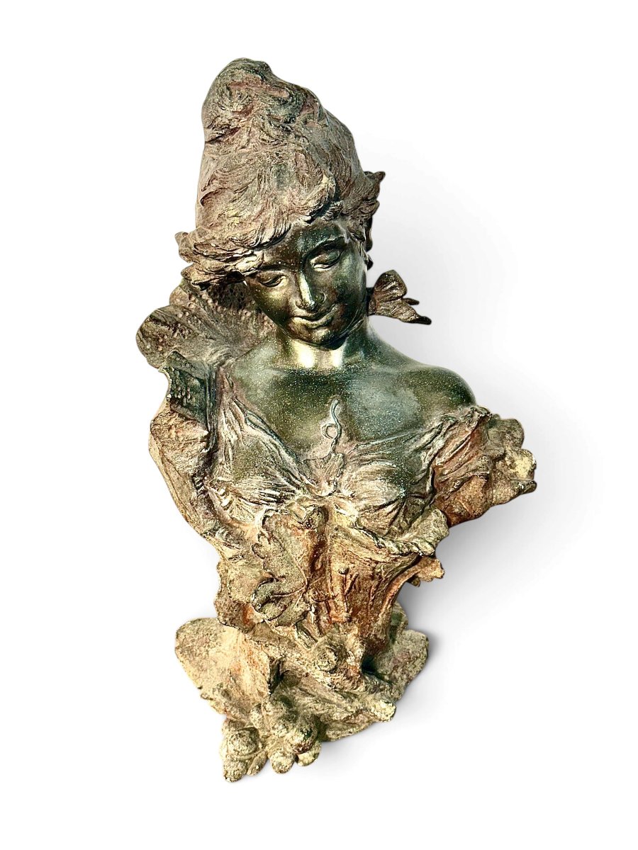 Alfred Jean Foretay, buste Art Nouveau « Fraises au Champagne », vers 1900-photo-8
