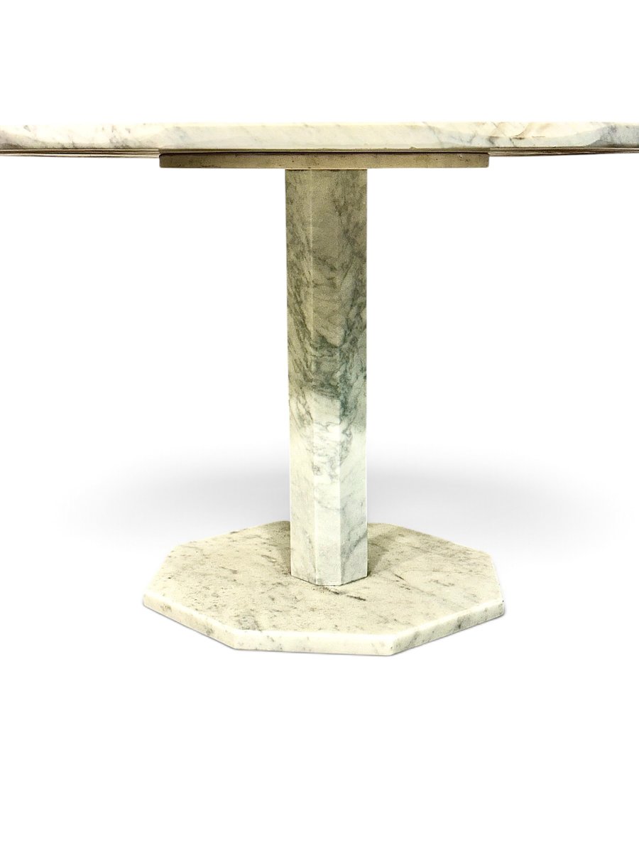 Samperi 1986 Marble And Hardstone Marquetry Pedestal Table-photo-2