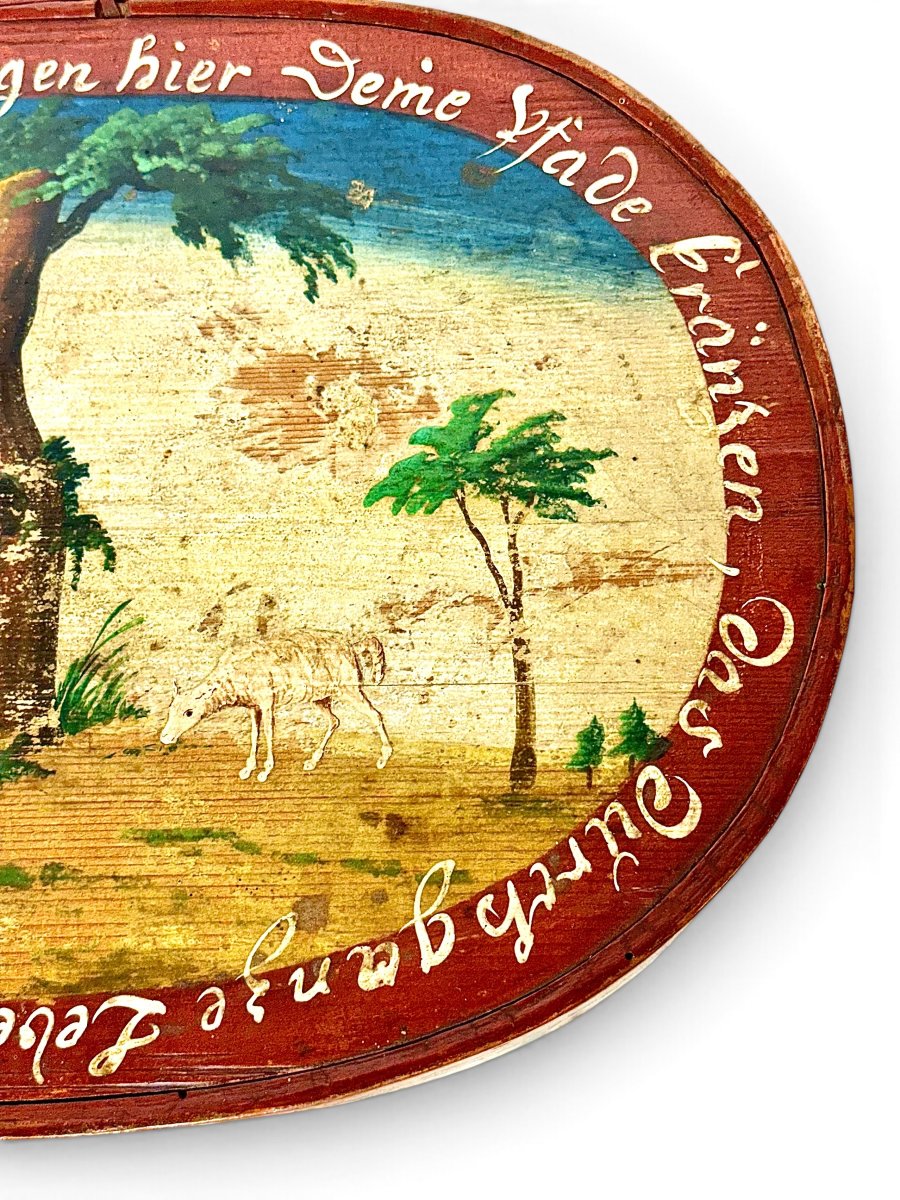 19th Century Austrian Folk Art Painted Wooden Marriage Box-photo-4