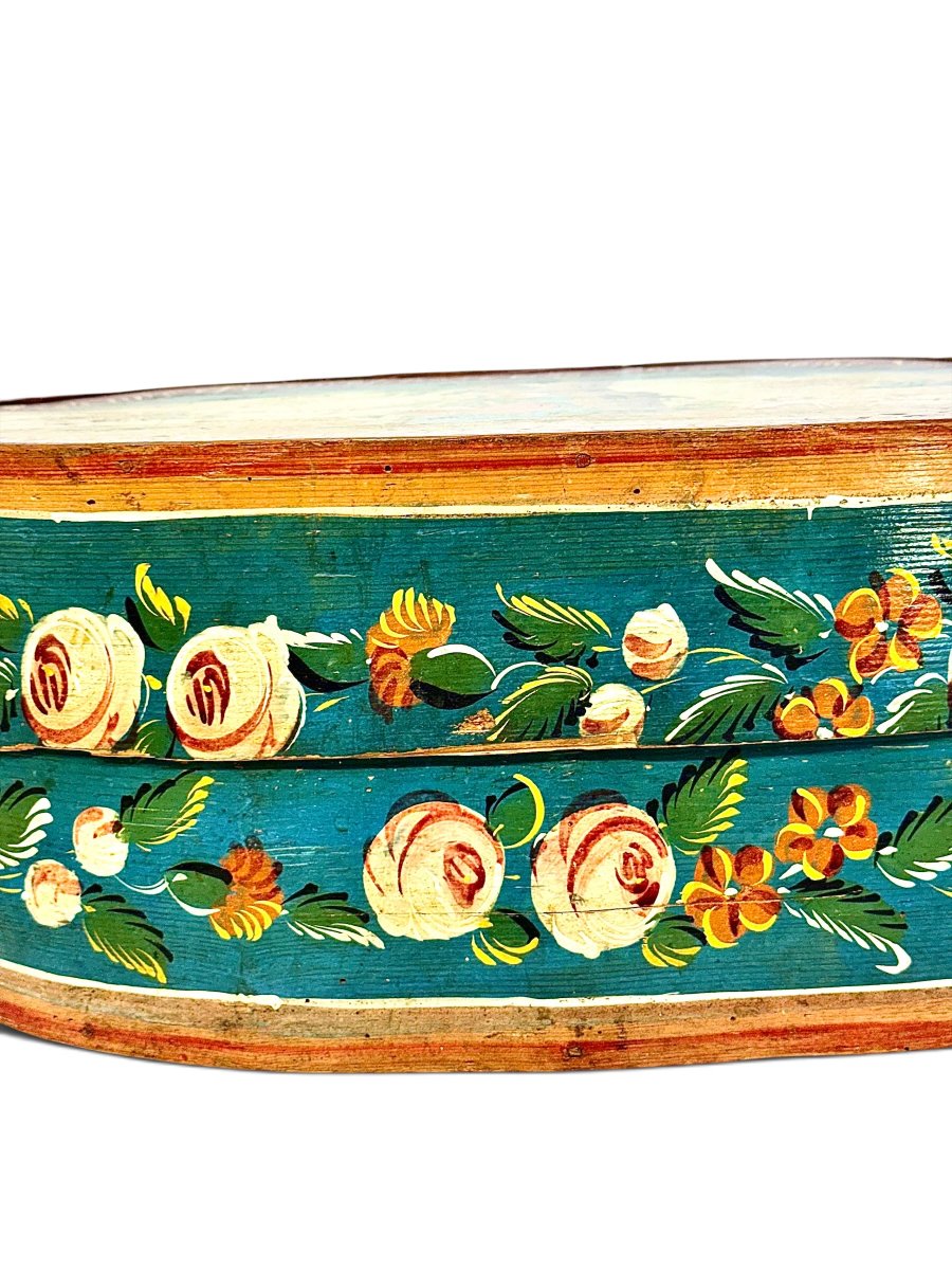 19th Century Austrian Folk Art Painted Wooden Marriage Box-photo-6