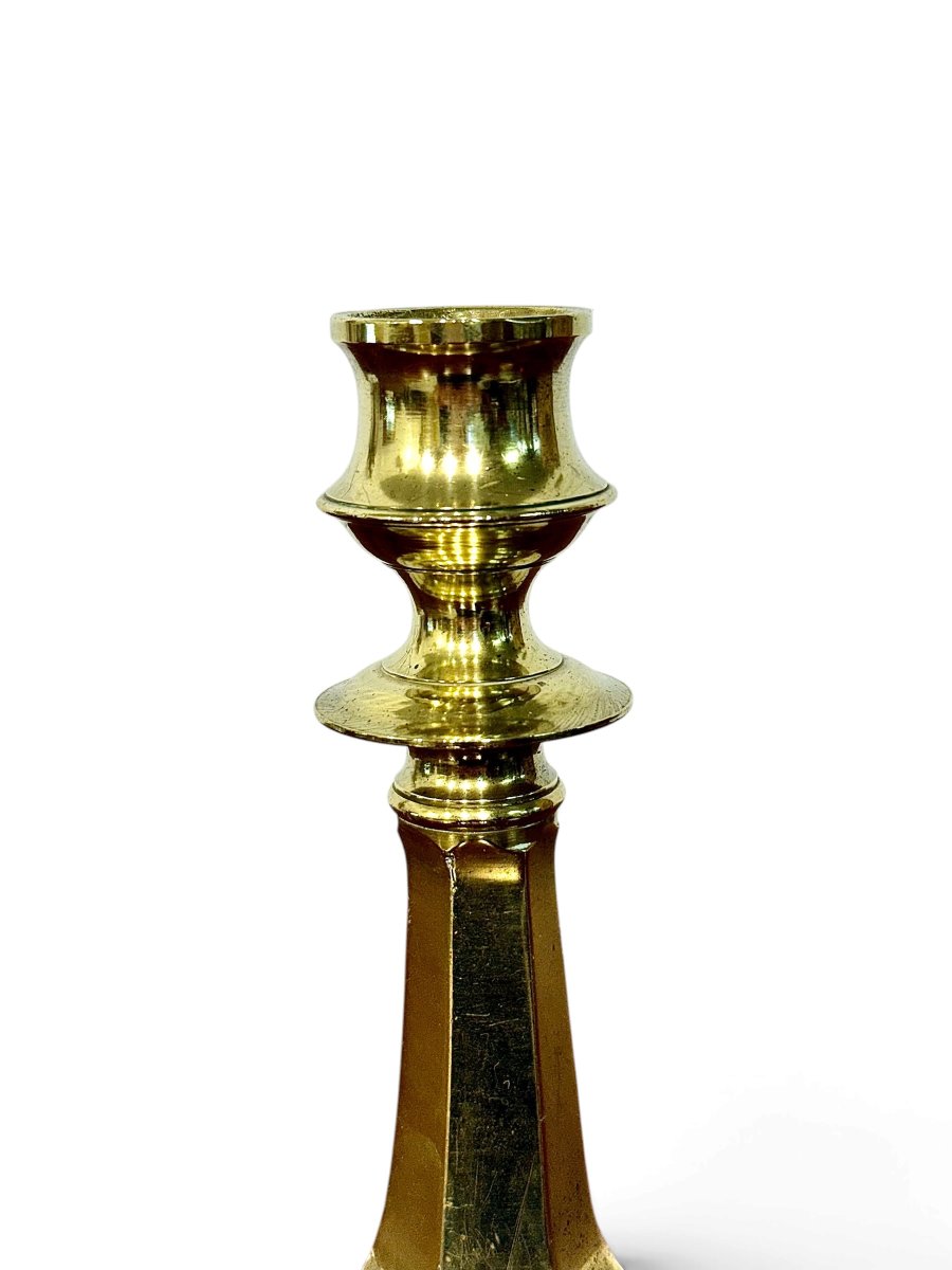 19th Century French Bronze Candlestick With Hexagonal Base-photo-4