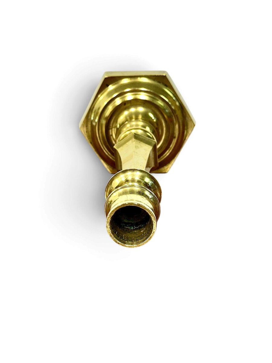 19th Century French Bronze Candlestick With Hexagonal Base-photo-3