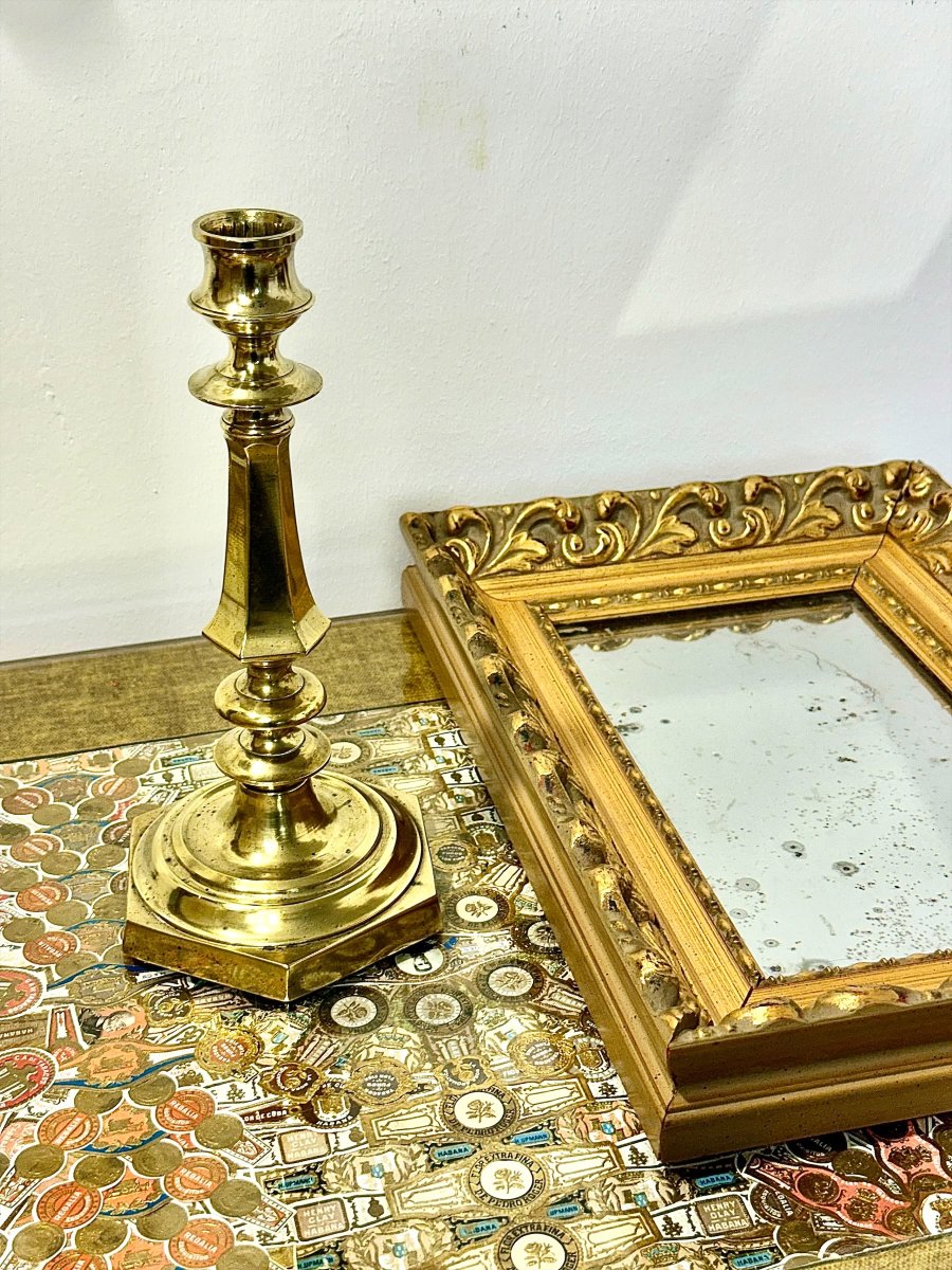 19th Century French Bronze Candlestick With Hexagonal Base-photo-6