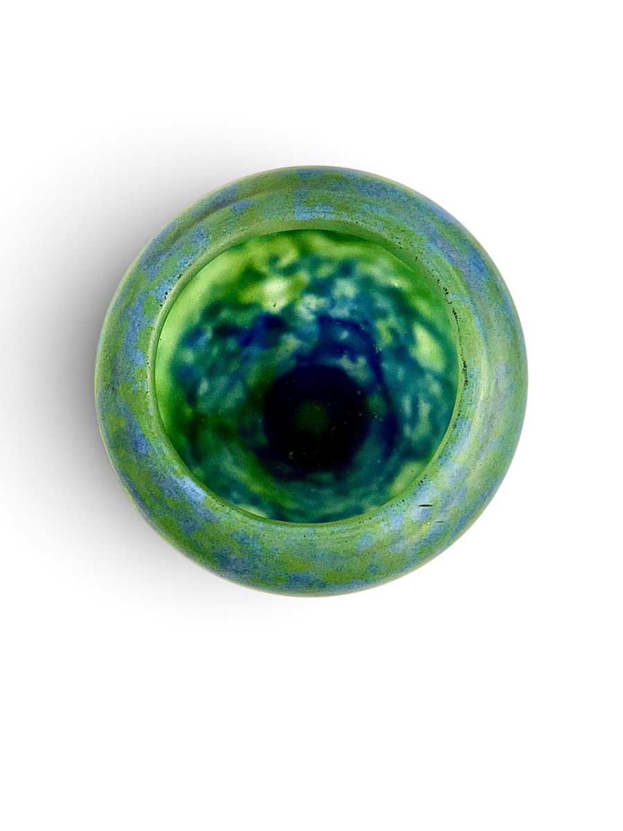 Vase sur pied Daum Nancy Art Nouveau bleu-vert, vers 1900-photo-1