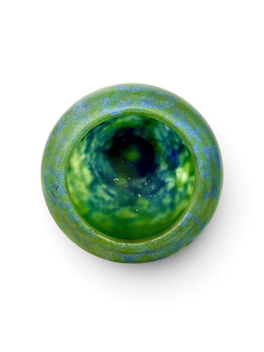 Vase sur pied Daum Nancy Art Nouveau bleu-vert, vers 1900-photo-2