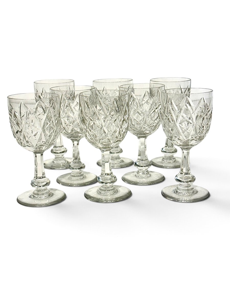 Suite de 8 verres Baccarat modèle Burgos en cristal taillé, France-photo-2