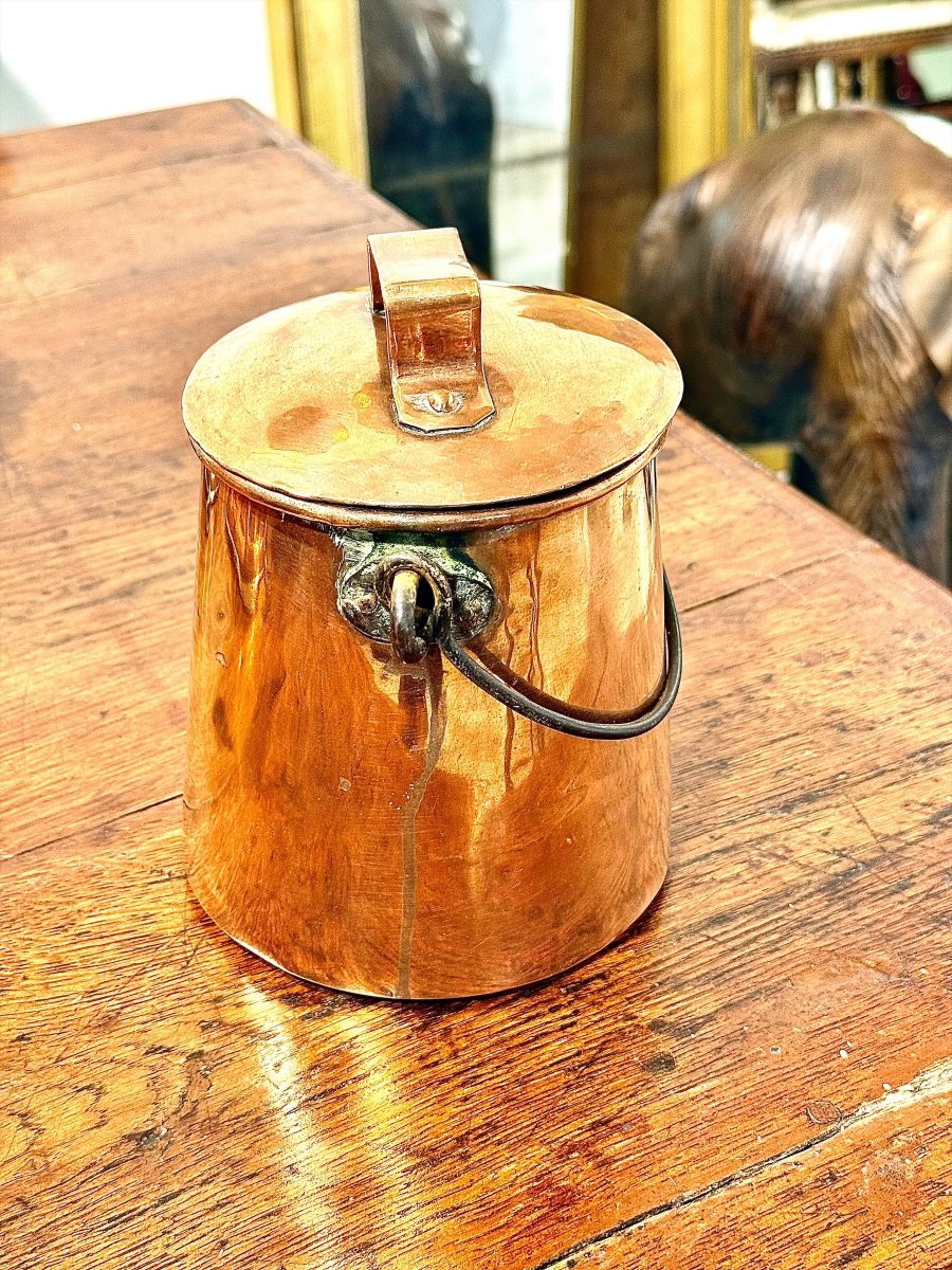 Pot de cuisine français en cuivre avec couvercle, XIXe siècle-photo-2