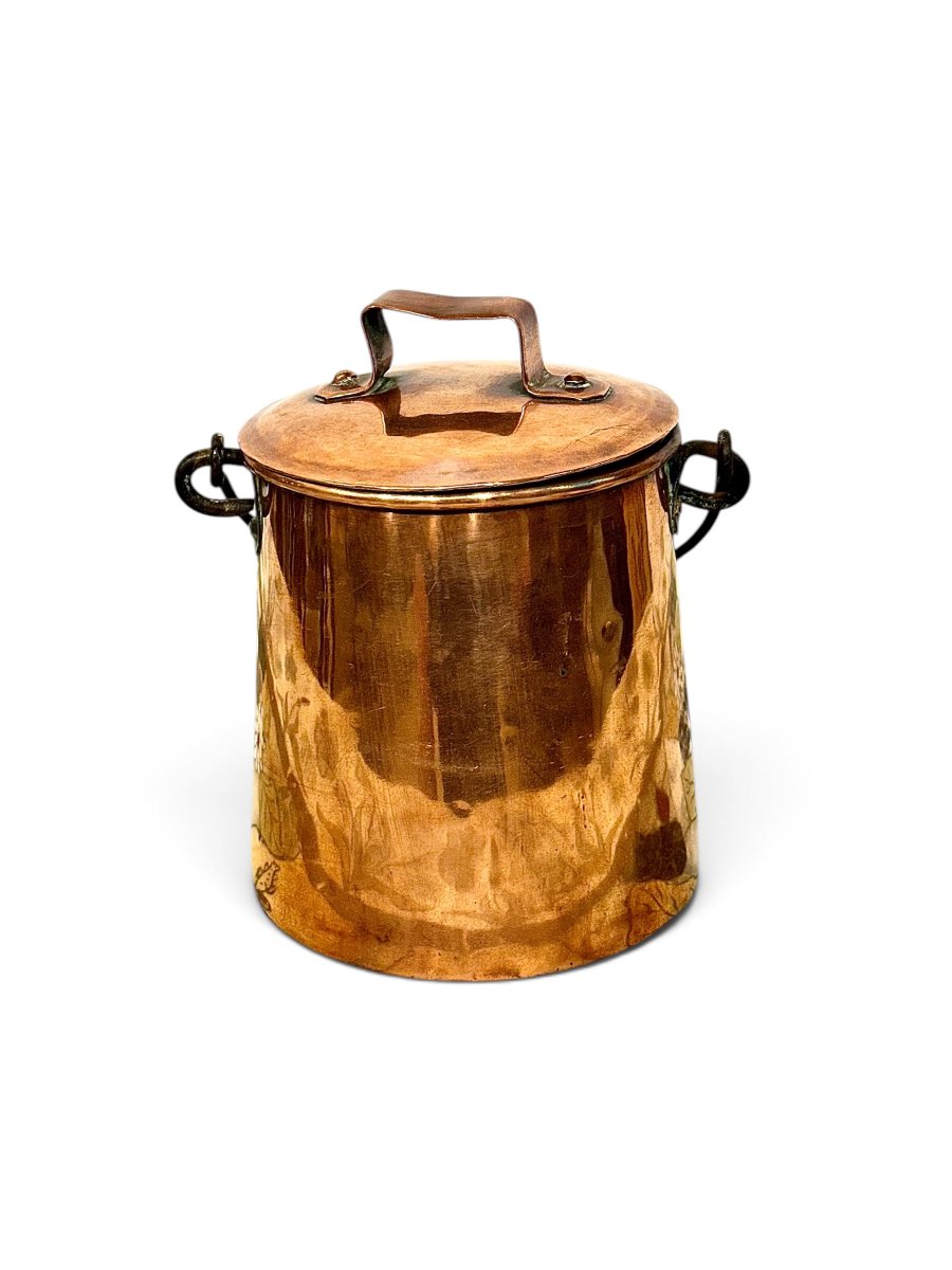 Pot de cuisine français en cuivre avec couvercle, XIXe siècle-photo-4