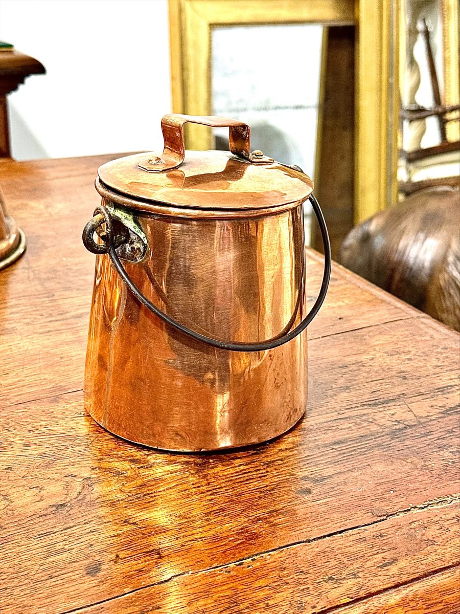 Pot de cuisine français en cuivre avec couvercle, XIXe siècle-photo-8