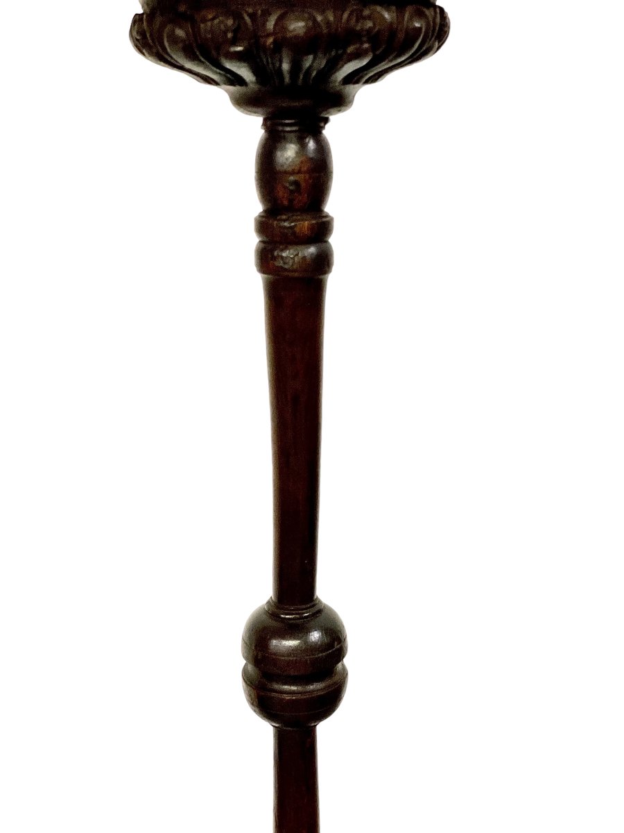 17th Century French Carved And Turned Oak Torchère Pedestal-photo-3