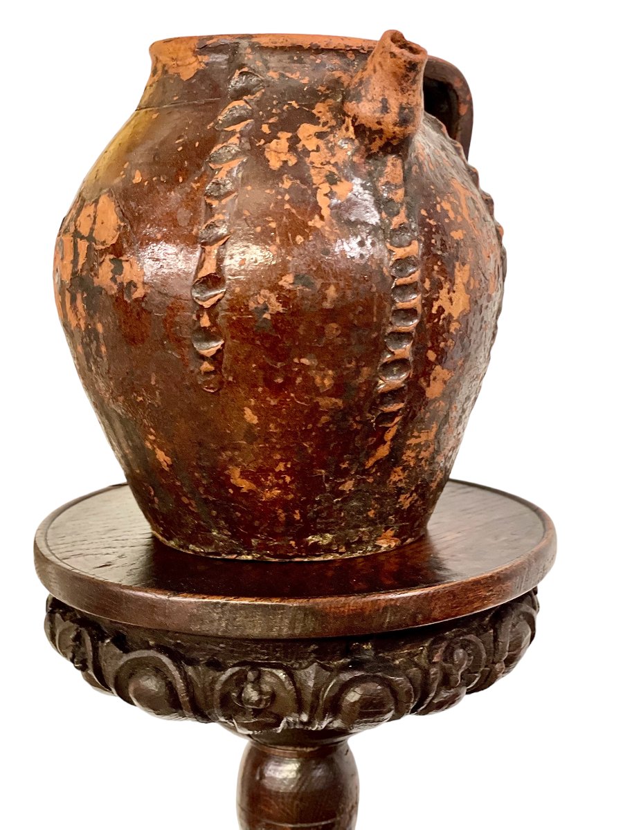 17th Century French Carved And Turned Oak Torchère Pedestal-photo-4