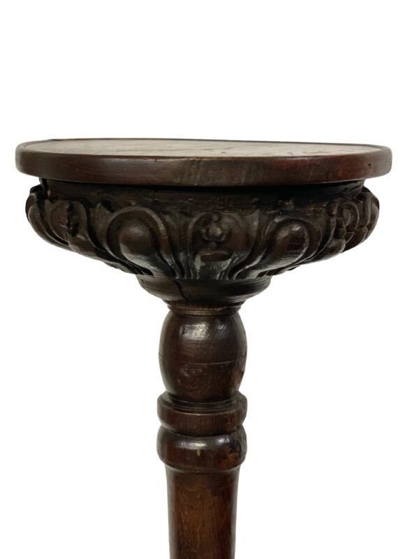 17th Century French Carved And Turned Oak Torchère Pedestal-photo-5