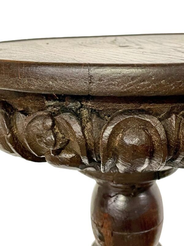 17th Century French Carved And Turned Oak Torchère Pedestal-photo-6