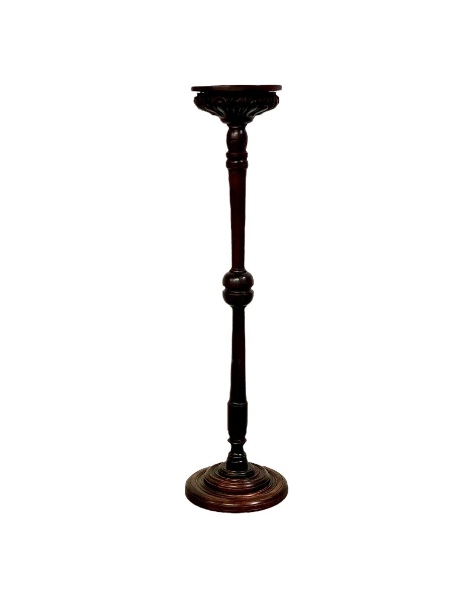 17th Century French Carved And Turned Oak Torchère Pedestal