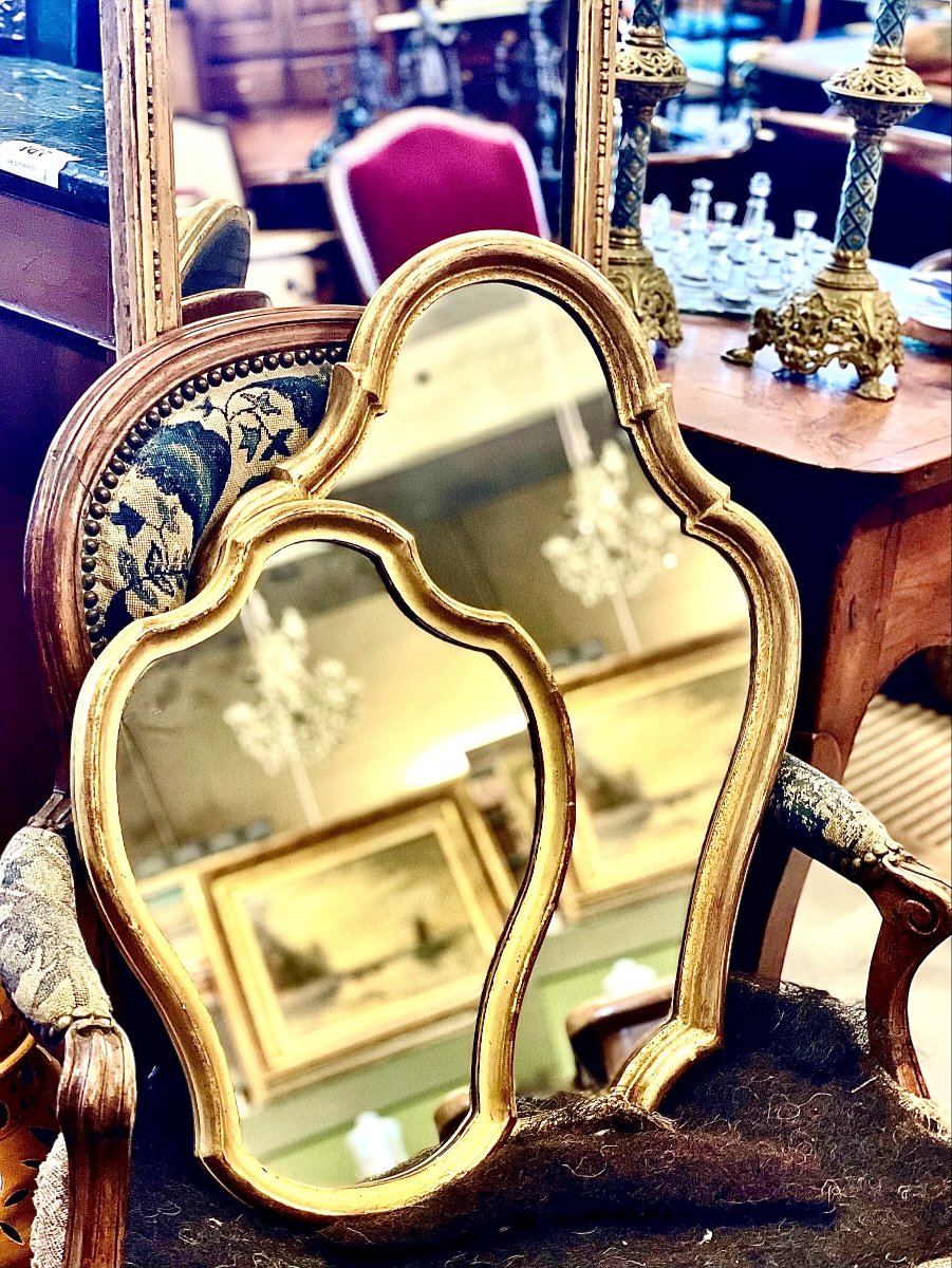 Miroir français chantourné en bois doré du XIXe siècle-photo-2
