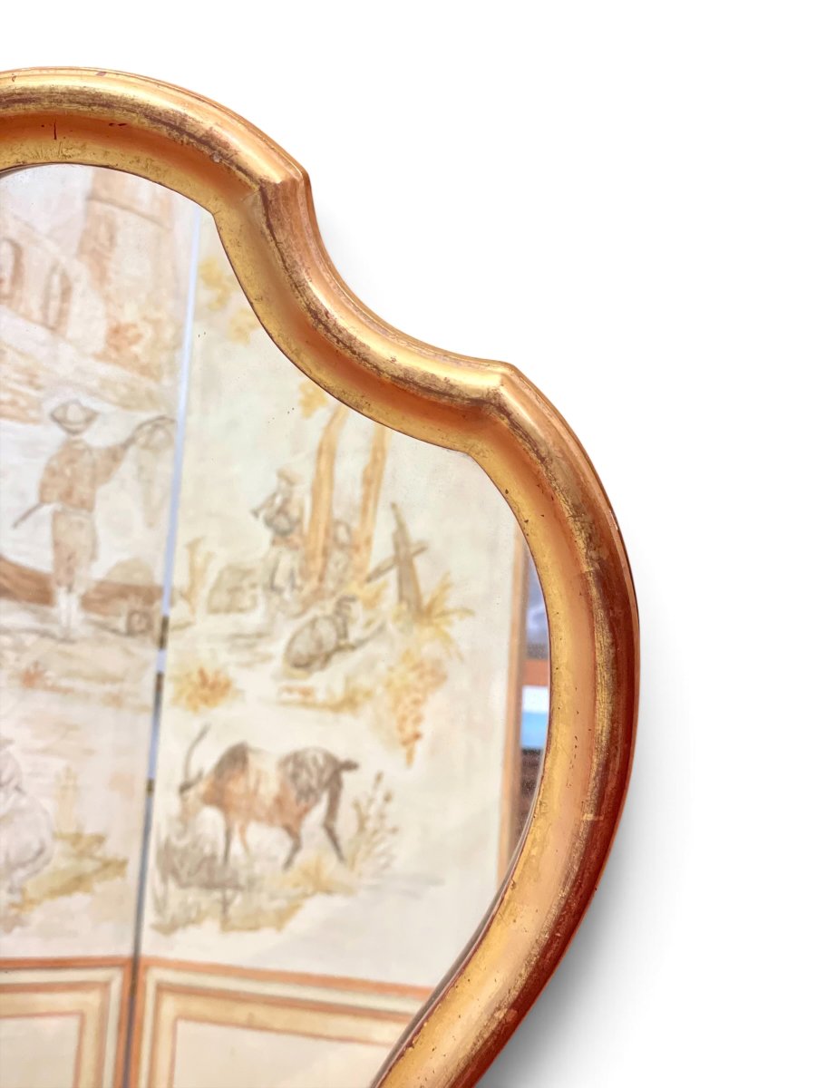 Miroir français chantourné en bois doré du XIXe siècle-photo-3