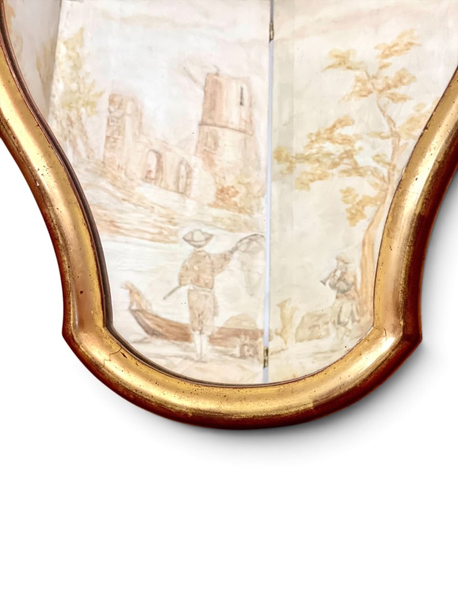 Miroir français chantourné en bois doré du XIXe siècle-photo-4