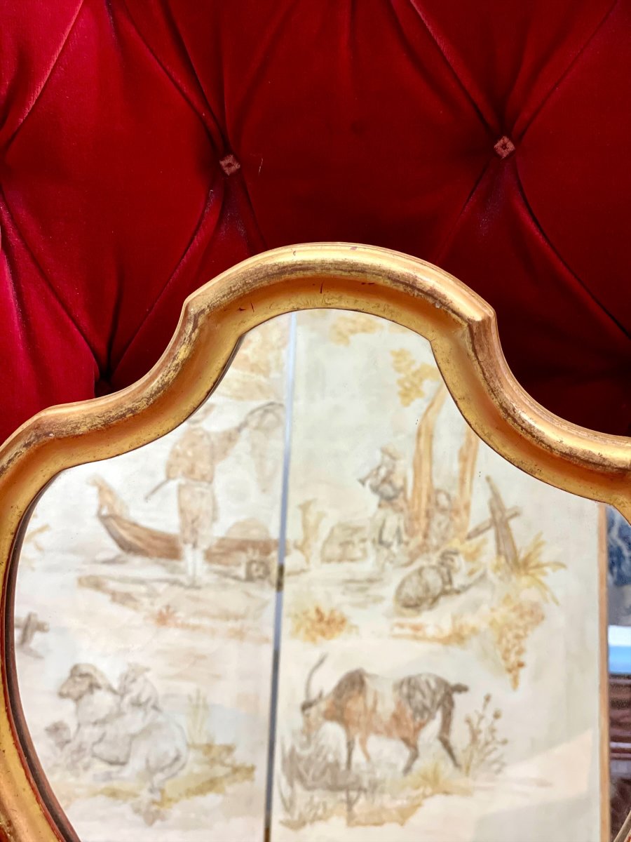 Miroir français chantourné en bois doré du XIXe siècle-photo-3