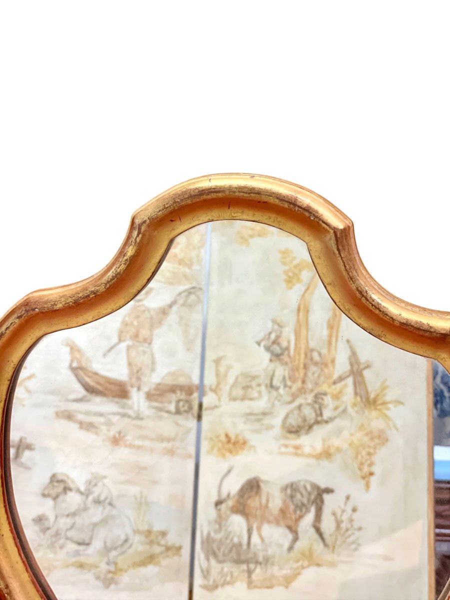 Miroir français chantourné en bois doré du XIXe siècle-photo-4