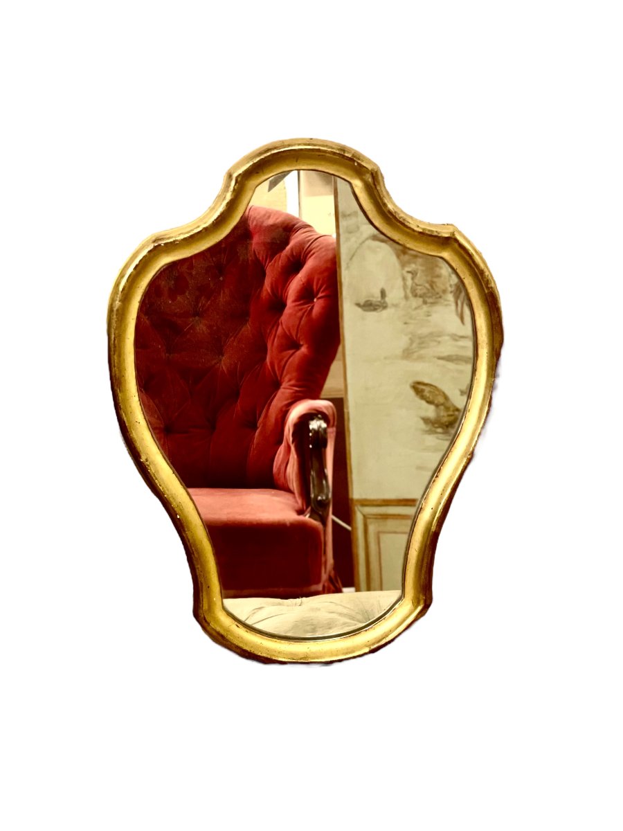 Miroir français chantourné en bois doré du XIXe siècle-photo-5