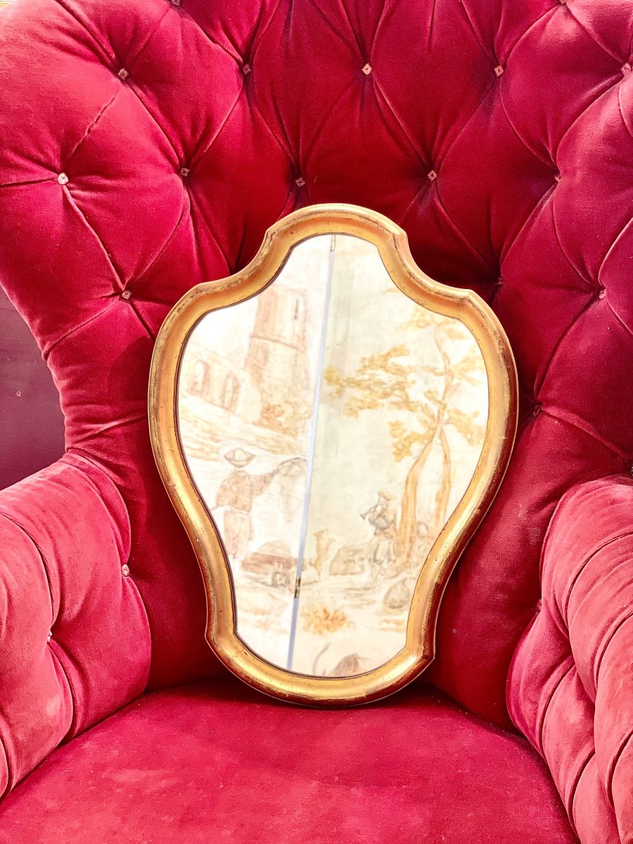 Miroir français chantourné en bois doré du XIXe siècle-photo-6