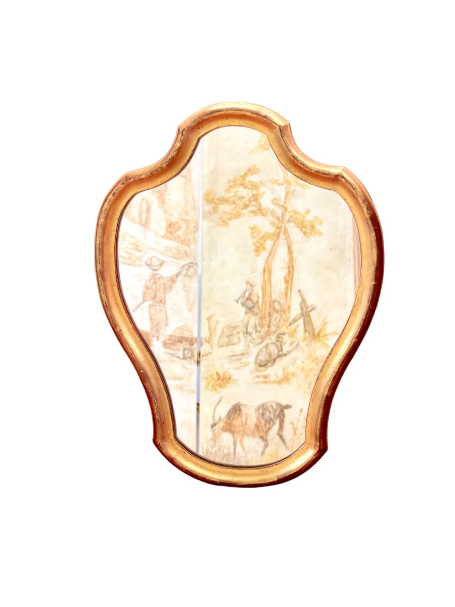 Miroir français chantourné en bois doré du XIXe siècle
