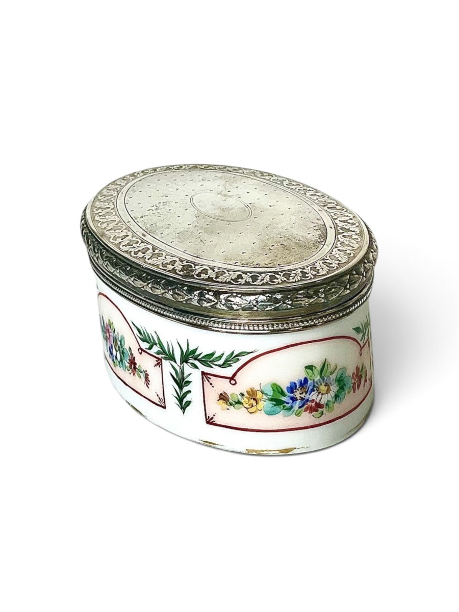 18th Century Sèvres Porcelain Box With Puiforcat Silver Mount-photo-3