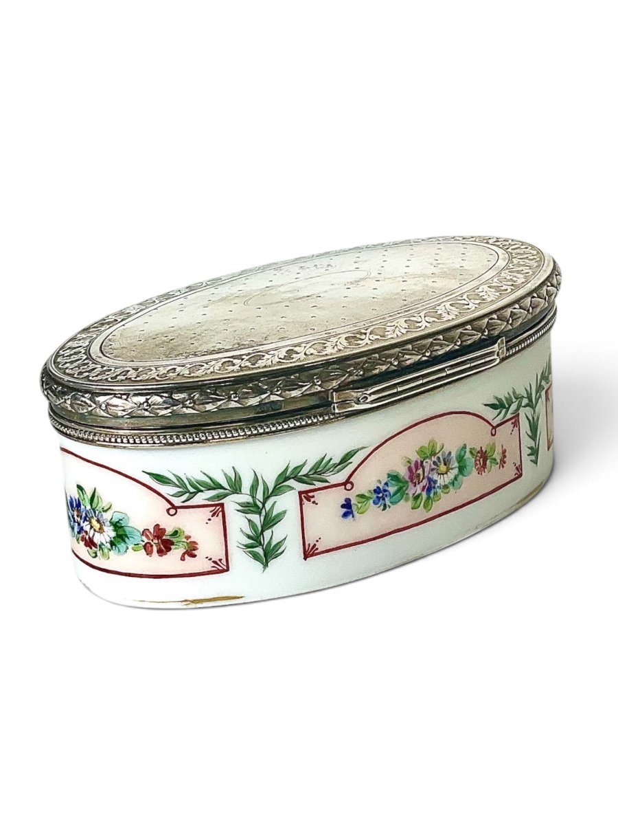 18th Century Sèvres Porcelain Box With Puiforcat Silver Mount-photo-4