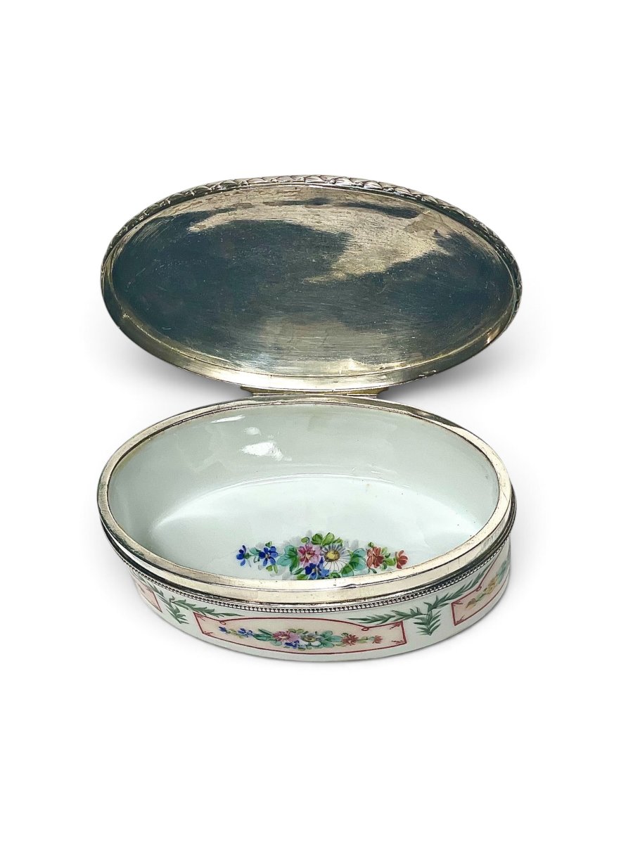 18th Century Sèvres Porcelain Box With Puiforcat Silver Mount-photo-4