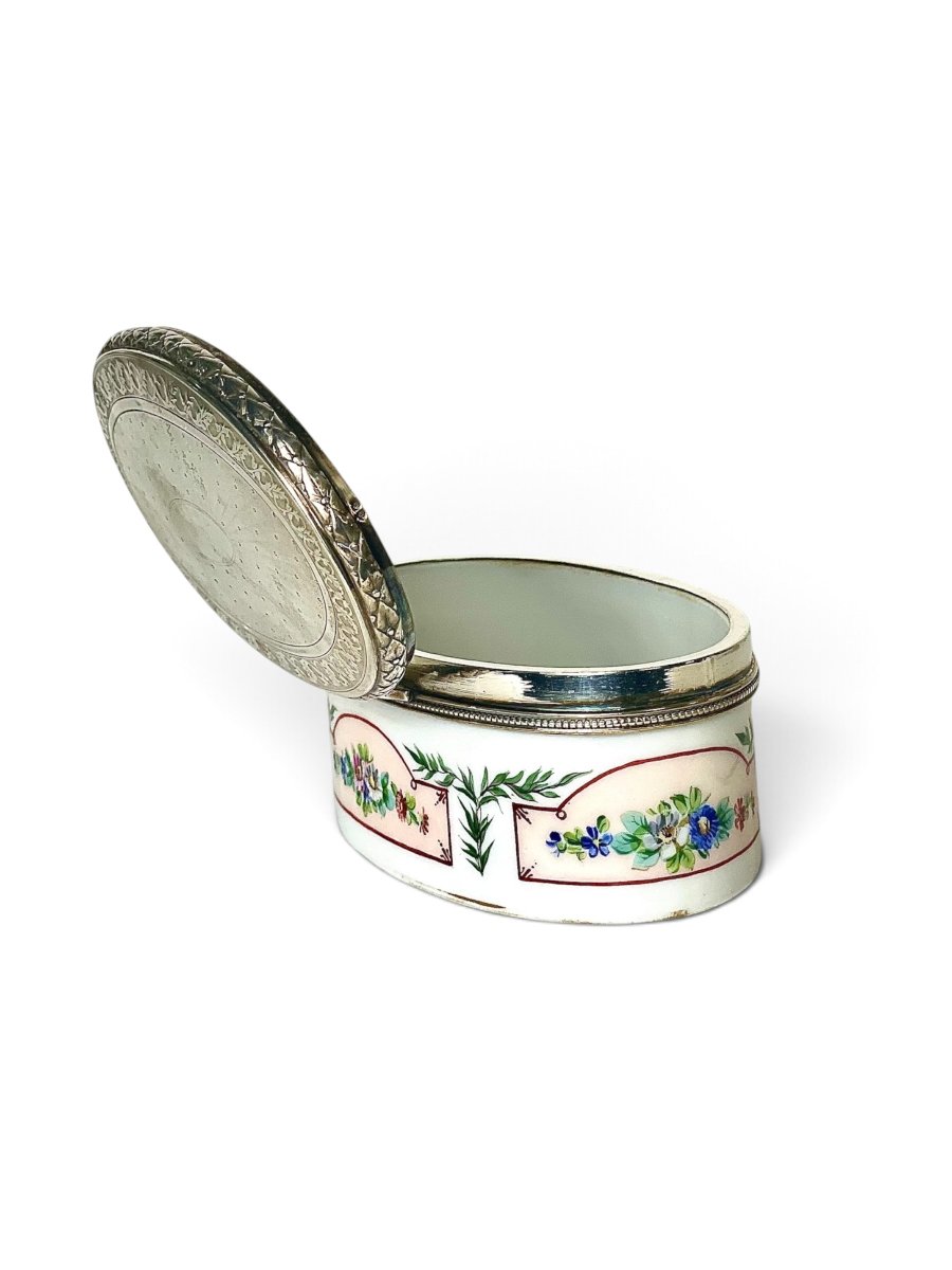 18th Century Sèvres Porcelain Box With Puiforcat Silver Mount-photo-5