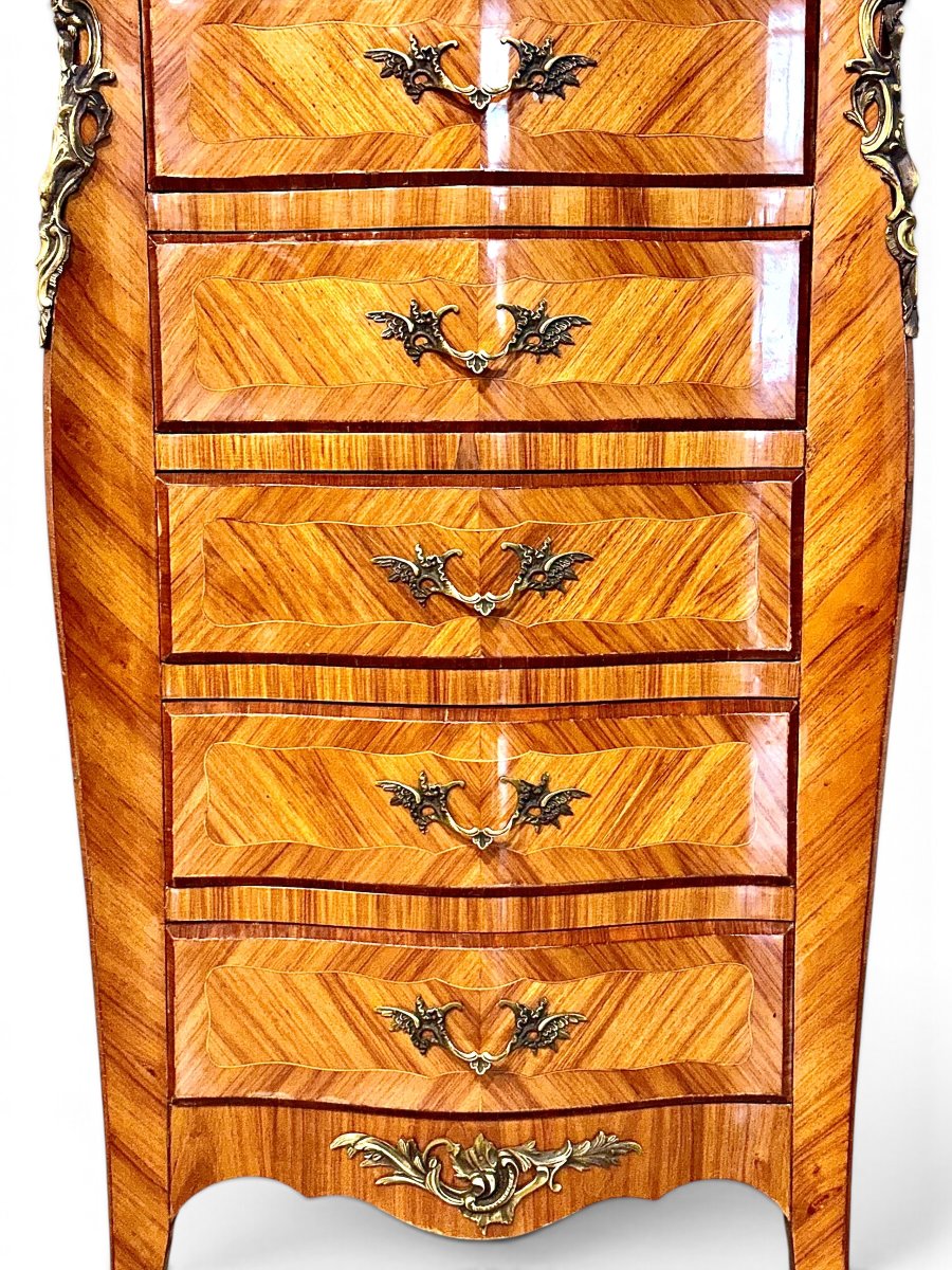 French Louis XV Style Rosewood Chiffonier With Siena Marble, Circa 1890-photo-2