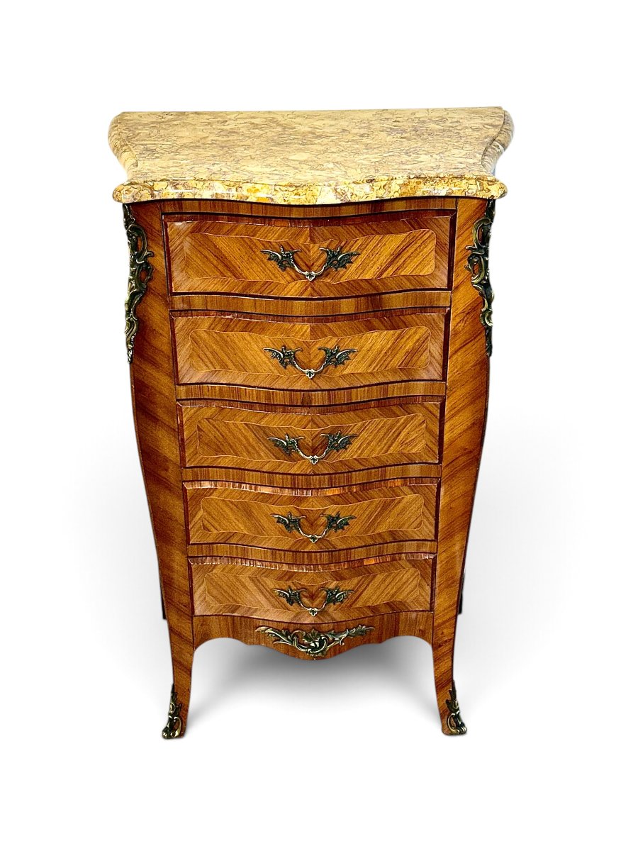 French Louis XV Style Rosewood Chiffonier With Siena Marble, Circa 1890-photo-3