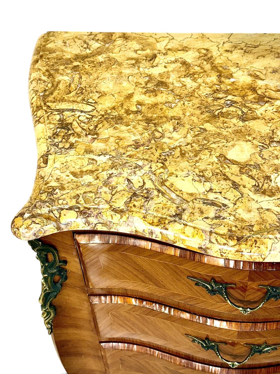 French Louis XV Style Rosewood Chiffonier With Siena Marble, Circa 1890-photo-4