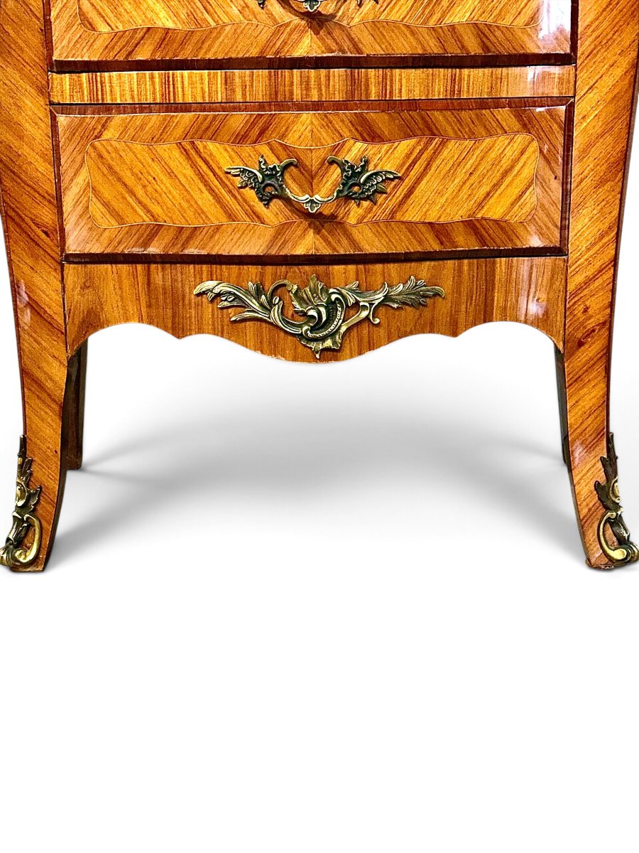 French Louis XV Style Rosewood Chiffonier With Siena Marble, Circa 1890-photo-4