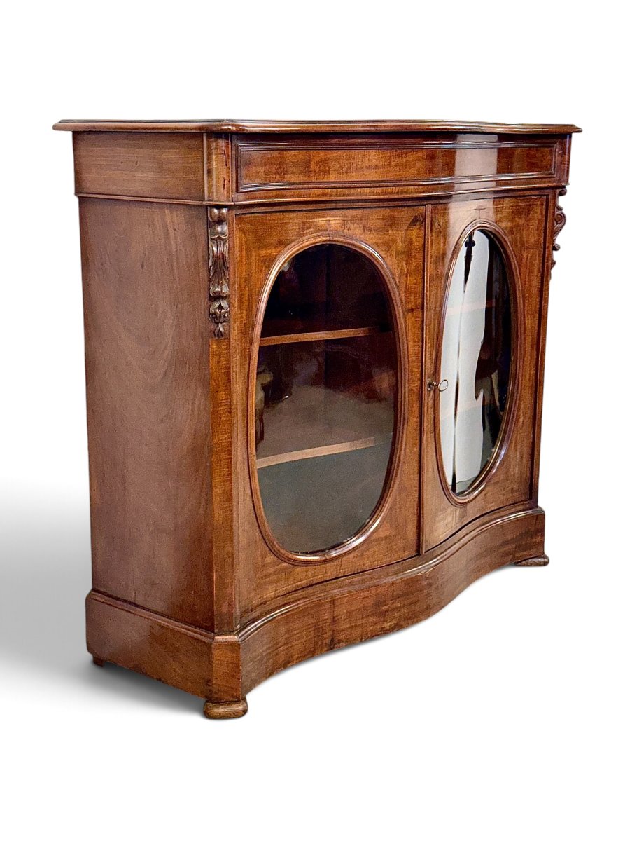 19th Century French Mahogany Display Cabinet With Oval Doors-photo-2