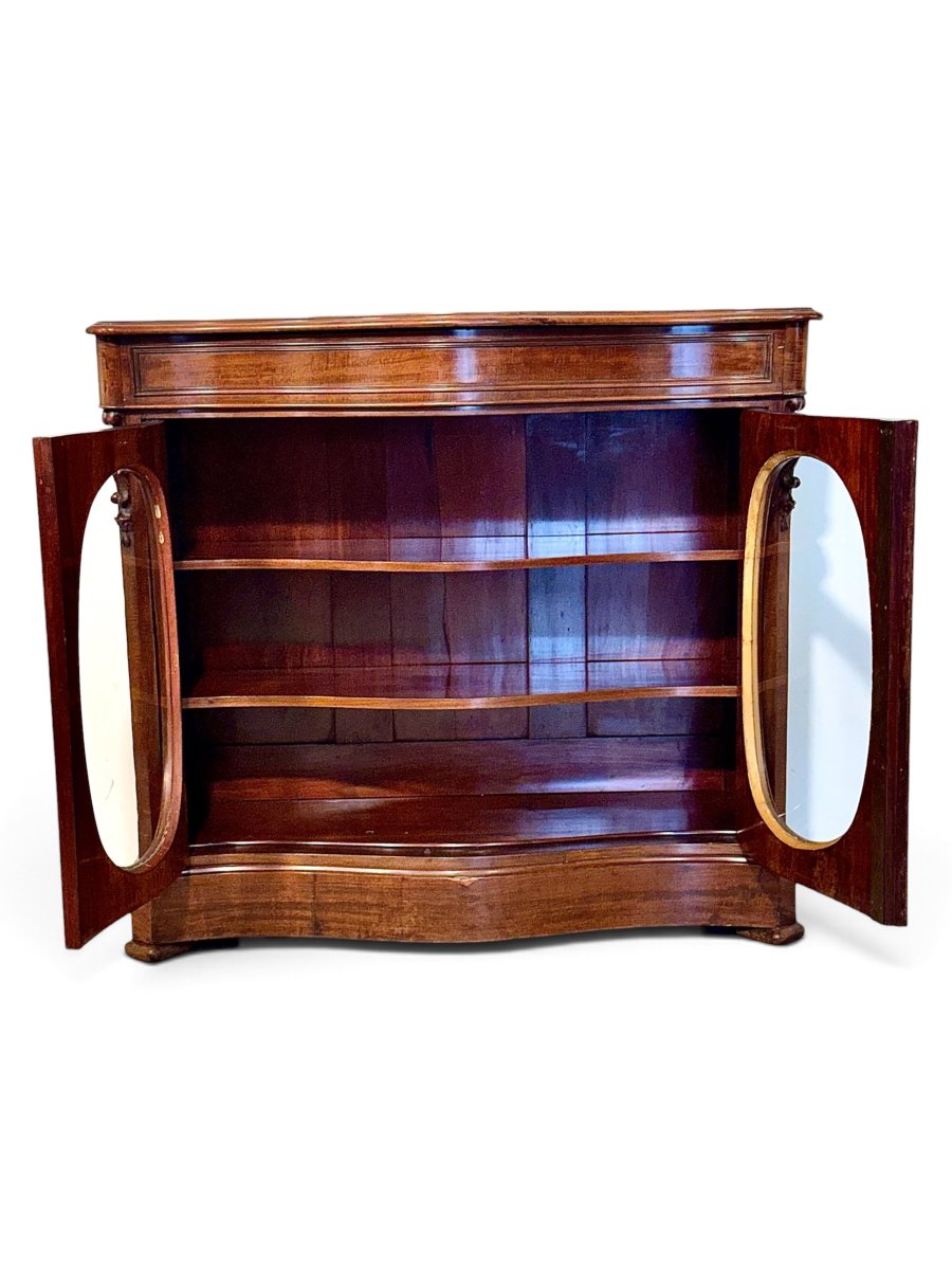19th Century French Mahogany Display Cabinet With Oval Doors-photo-3