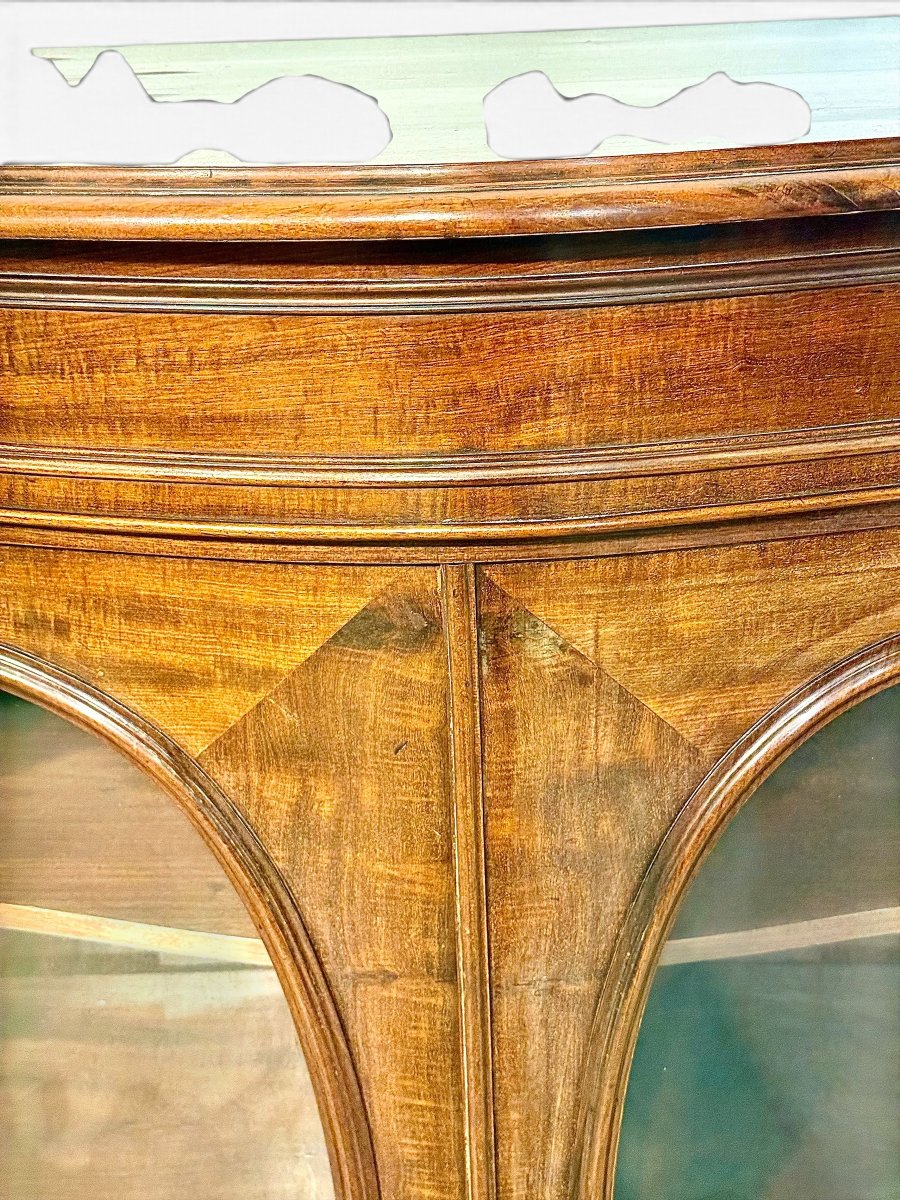 19th Century French Mahogany Display Cabinet With Oval Doors-photo-1