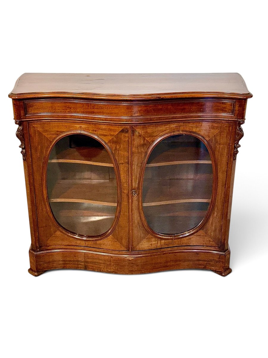 19th Century French Mahogany Display Cabinet With Oval Doors-photo-2