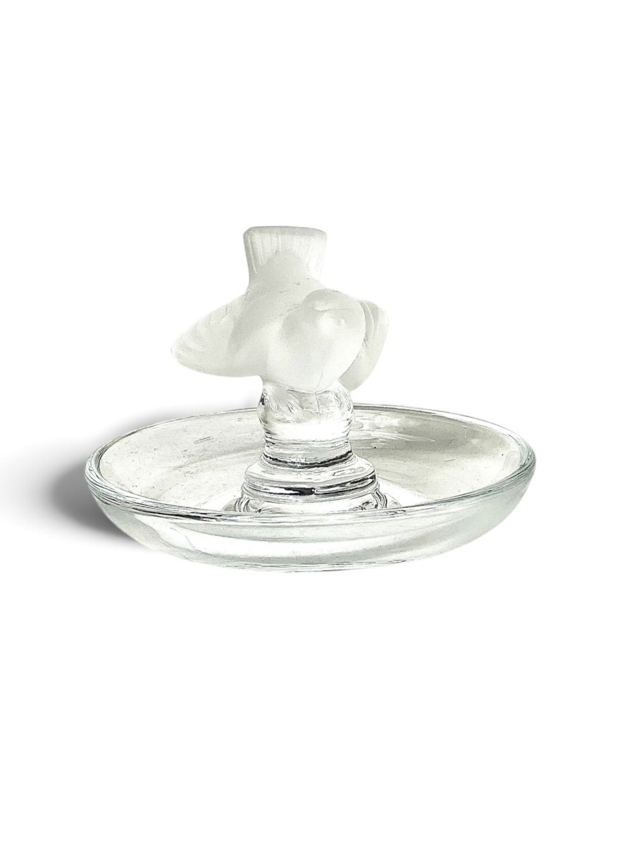 Lalique France Crystal Sparrow Ring Dish, 20th Century-photo-2