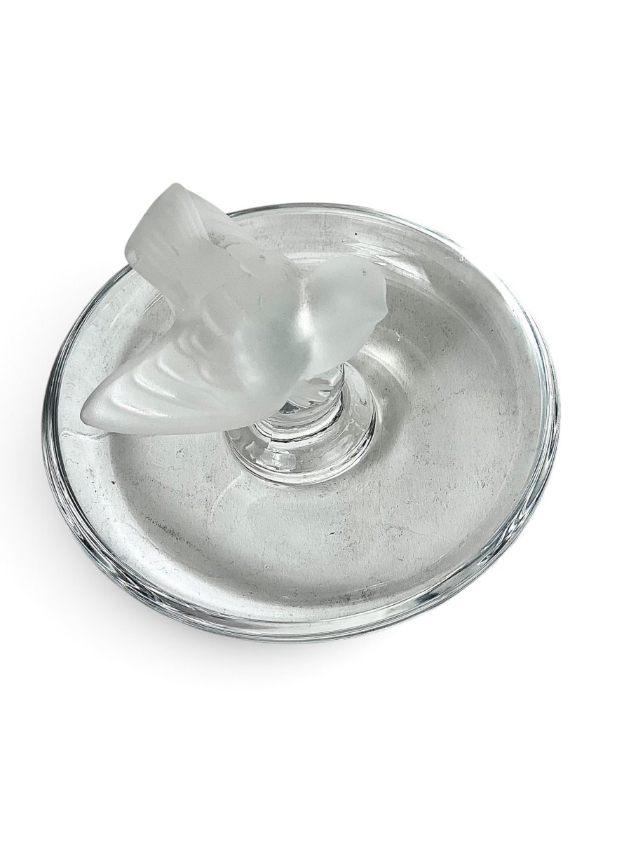 Lalique France Crystal Sparrow Ring Dish, 20th Century-photo-5